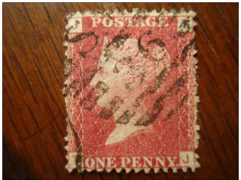 Great Britain 1858-79 ONE PENNY ROSE-RED USED Letters JT - TJ Of Plate 159. - Gebraucht