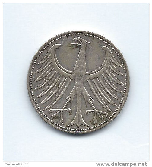 Allemagne, République Fédérale, 5 Deutsche Mark 1951 F (Stuttgart), KM 112.1 - 5 Marcos