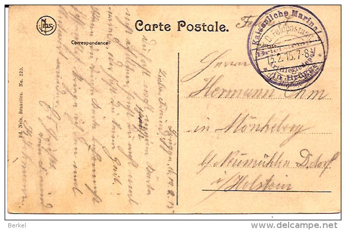 BRUGGE  FELDPOSTSTEMPEL KAISERLICHE MARINE 1915 WEZEMBEEK KASTEEL  Re829 - Brugge