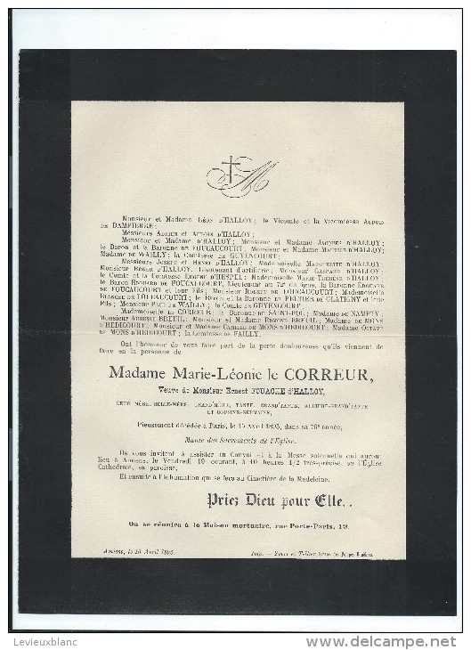 Annonce Messe/Marie Léonie Le Correur /76 Ans/Cathédrale D' Amiens /1895   FPD65 - Overlijden