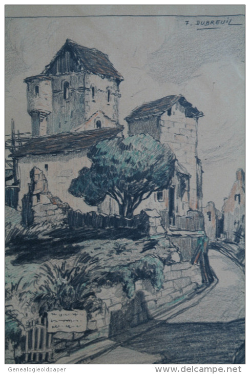 87 - ORADOUR SUR GLANE - TRES RARE DESSIN SEPTEMBRE 1945- F. DUBREUIL- A M. CARDON DIRECTEUR REGION SUD OUEST SNCF - Drawings