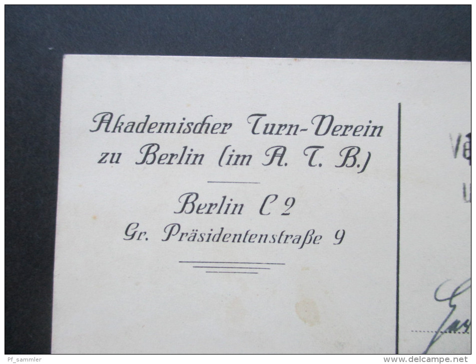 DR 1928 Reichspräsidenten Nr. 411 Oberrand W 2`9'2 Einfachfrankatur! PK. Akademischer Turn Verein Zu Berlin - Briefe U. Dokumente