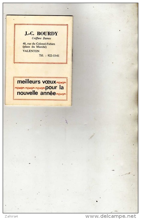 Mode  - Agenda Coiffure - J.C. Bourdy  Valenton (Val De Marne) - Petit Format : 1961-70