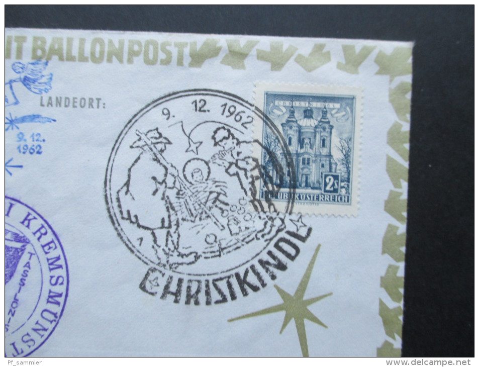 Österreich 9.12.1962 Christkindl. Weihnachtsballonpost. Abtei Krems. Mit UNterschrift Des Piloten! Ballon Ergee - Lettres & Documents