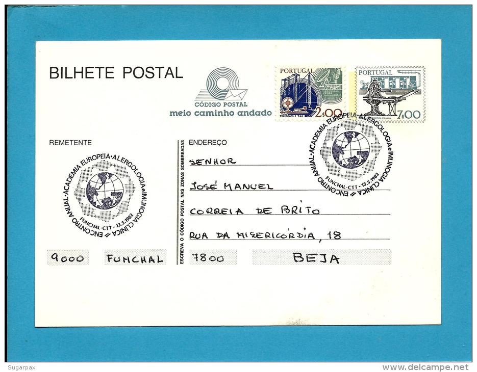 FUNCHAL - 13.05.1982 - Academia Europeia - Alergologia E Imunogia - Postmark Stationery Card - Portugal - 2 Scans - Entiers Postaux