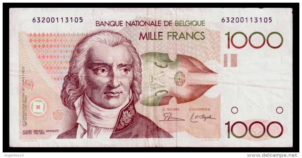 Belgium 1000 Francs 1980-1996 VF- - 1000 Francs