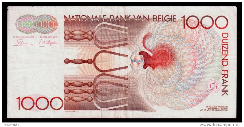 Belgium 1000 Francs 1980-1996 VF- - 1000 Francs