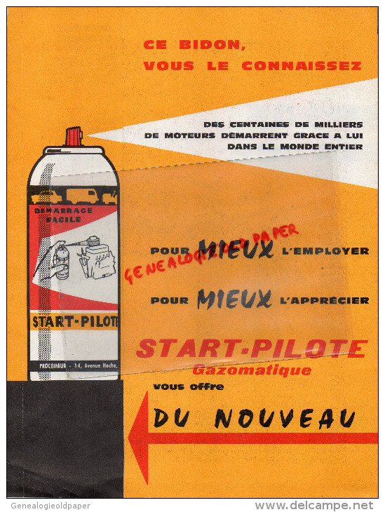 75 - PARIS- PUBLICITE PROCOMBUR-14 AV. HOCHE- START PILOTE POUR MOTEURS ESSENCE ET DIESEL-GAZOMATIQUE- OLIVIER - 1950 - ...