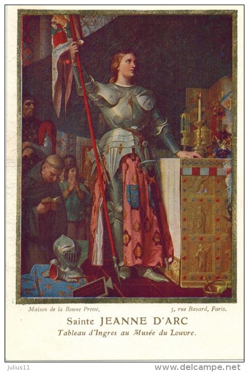 IMAGE PIEUSE RELIGIEUSE HOLY CARD SANTINI Chromo : Sainte Jeanne D'Arc Tableau D'Ingres Au Musée Du Louvre - Artis Historia