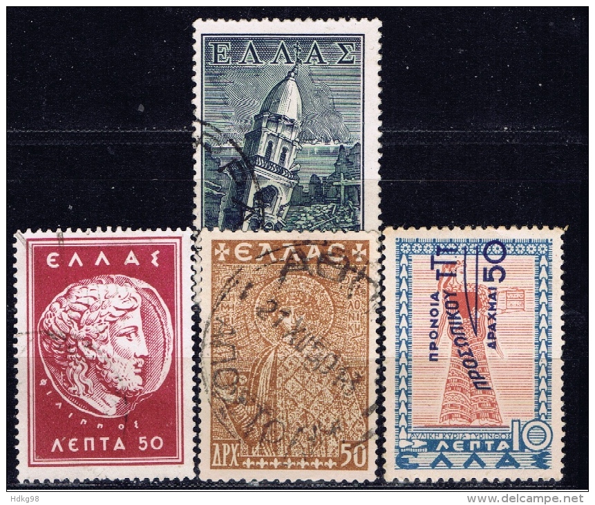 GR+ Griechenland 1948 1950 1953 1956 Mi 82 83 88 90 Zwangszuschlagsmarken - Revenue Stamps