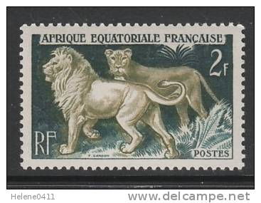 TIMBRE NEUF D´AFRIQUE EQUATORIALE FRANCAISE - LION ET LIONNE N° Y&T 239 - Félins