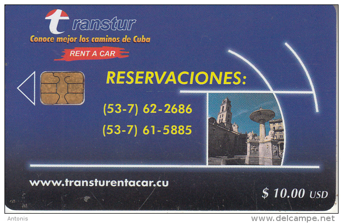 CUBA - Transtur "Rent A Car", Tirage 21000, 11/01, Used - Cuba