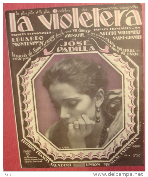 La Violetera 1918 Chanson La Marchande De Violettes Musique José Padilla Paroles Saint-Granier Willemetz Ed.Jalabert TBE - Chant Soliste