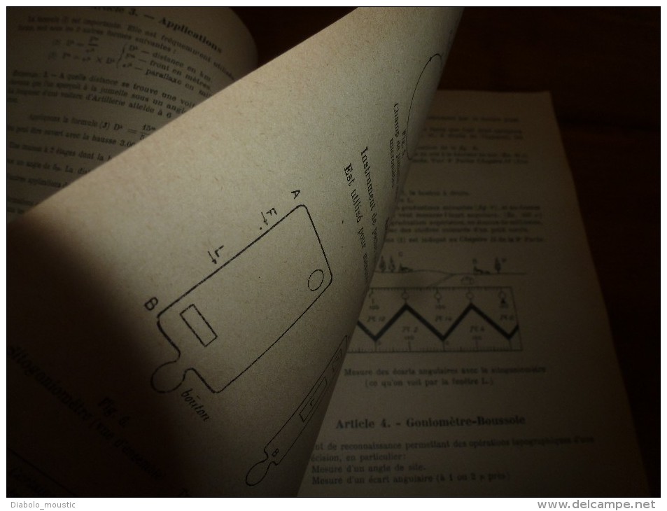 1926 Ministère de la Guerre : Cours d'ARTILLERIE Manuel du TIR de 75  Mesure des écarts ,(Défilement ,Feuille de calcul