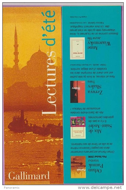 Marque-page °° Gallimard Lectures D'été - O.Pamuk Istanbul - Dép2v  7x21 - Marcapáginas