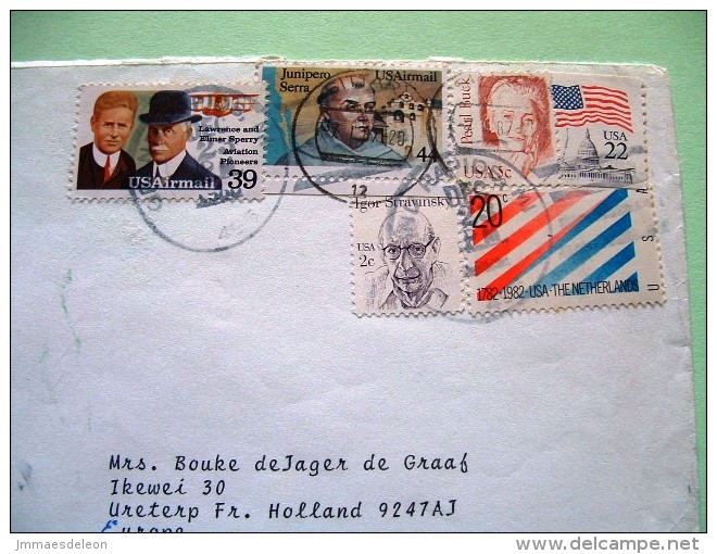 USA 1987 Cover Grand Rapids To Holland - Flag - Netherlands - Stravinsky Music - Junipero Serra - Aviation Pioneers P... - Lettres & Documents