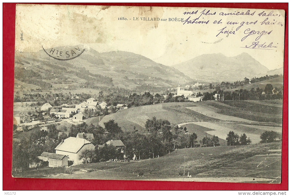 PAE-09  Le Villard Sur Boège. . Circulé En 1908 Vers La Suisse, Timbre Manque - Boëge