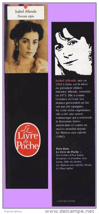 Marque-page °° Livre Poche - Isabel Allendé - Portrait Sépia - Dép2v  5x19 - Marcapáginas