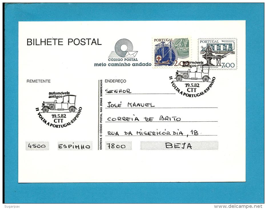 ESPINHO - 19.05.1982 - Automóveis Antigos - II Volta A Portugal - Postmark Stationery Card - 2 Scans - Enteros Postales