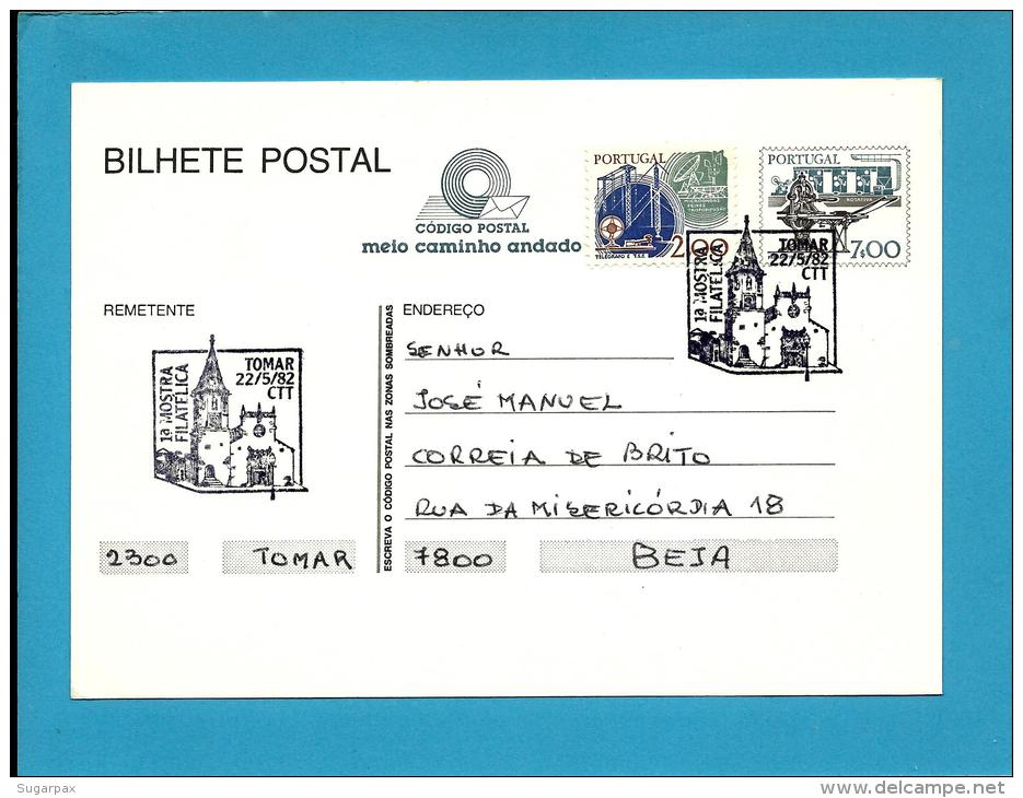 TOMAR - 22.05.1982 - 1.&ordf; Mostra Filatélica - Postmark Stationery Card - Portugal - 2 Scans - Enteros Postales