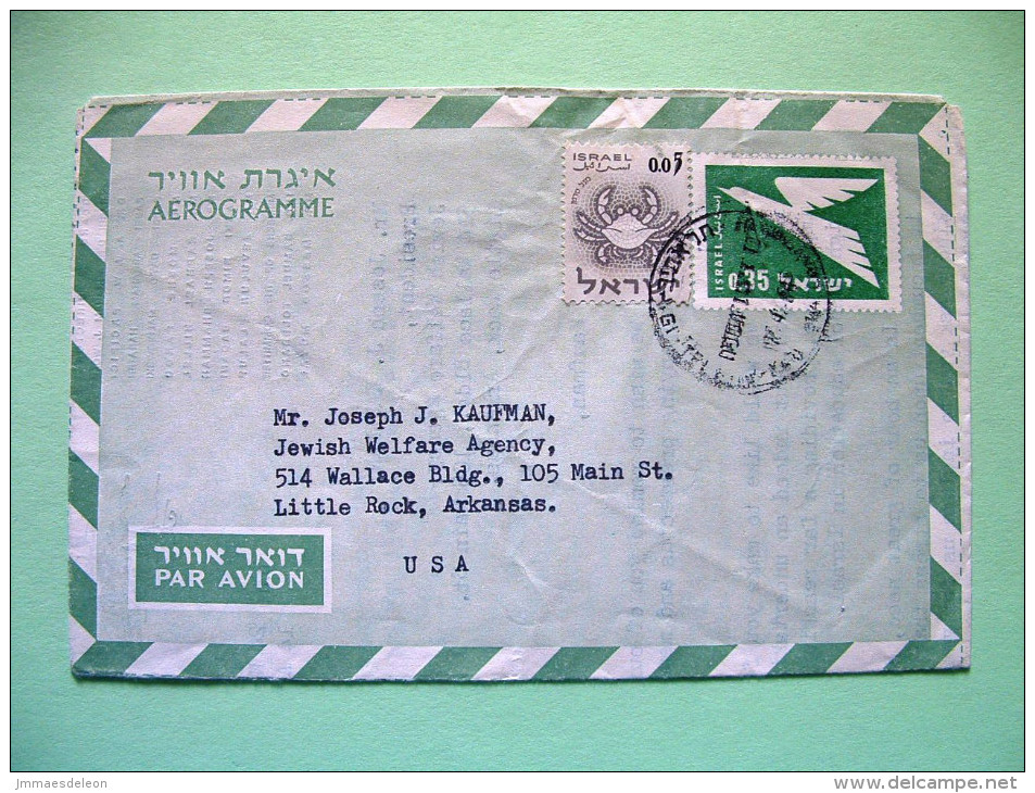 Israel 1966 Aerogramme To USA - Bird - Zodiac Cancer - Covers & Documents