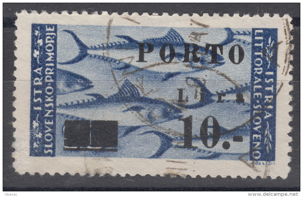 Istria Litorale Yugoslavia Occupation, Porto 1946 Sassone#17 Overprint II, Used - Jugoslawische Bes.: Istrien