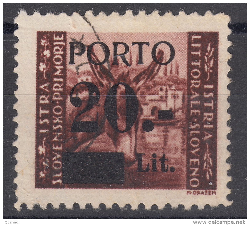 Istria Litorale Yugoslavia Occupation, Porto 1945 Sassone#5 Overprint I, Used - Jugoslawische Bes.: Istrien