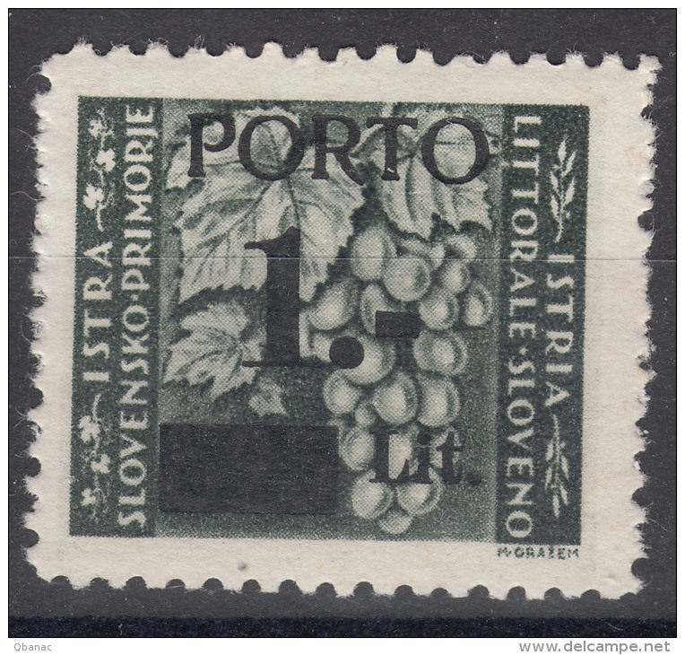 Istria Litorale Yugoslavia Occupation, Porto 1945 Sassone#1 Overprint I, Mint Hinged - Joegoslavische Bez.: Istrië