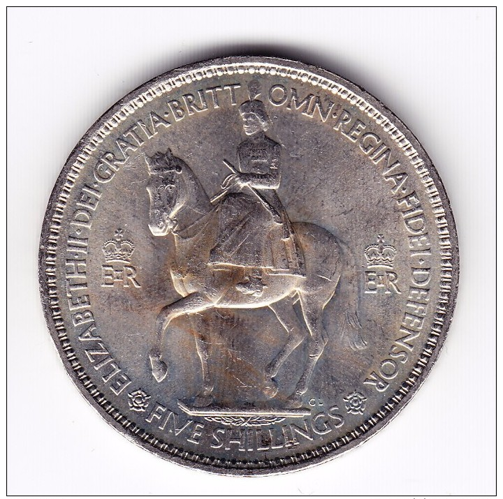 1953 Great Britain Five Shillings Crown Coin - Autres & Non Classés