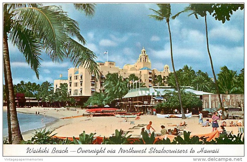 258681-Hawaii, Waikiki Beach, Northwest Airlines Stratocruiser, Hawaiian Express, Card No PF 16-C-50 - Oahu