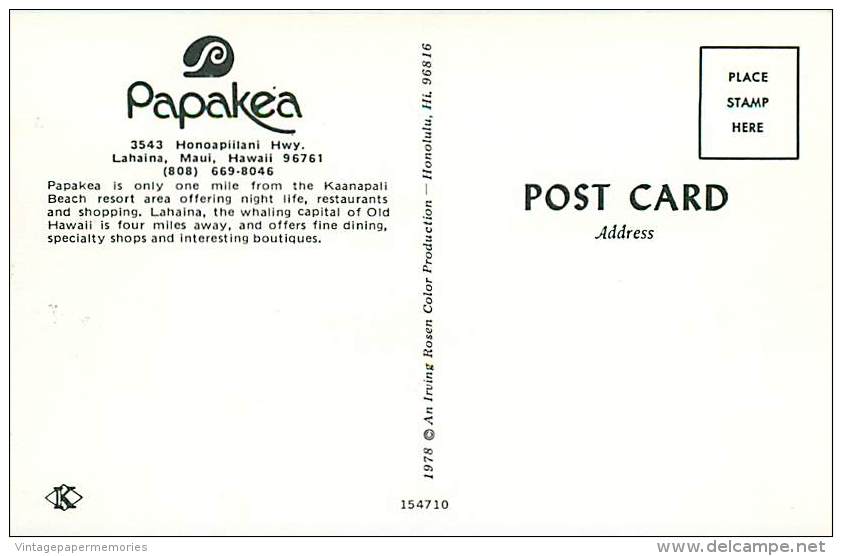 258695-Hawaii, Maui, Lahaina, Papakea, Irving Rosen By Koppel No 154710 - Maui