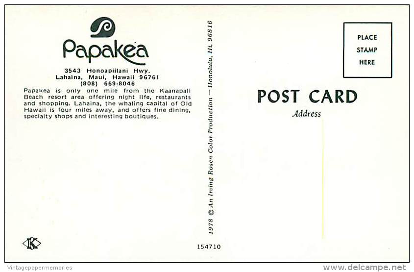 258697-Hawaii, Maui, Lahaina, Papakea, Irving Rosen By Koppel No 154710 - Maui