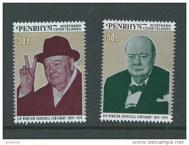 Penrhyn Island 1974 Churchill Memorial Set Of 2 MNH - Penrhyn