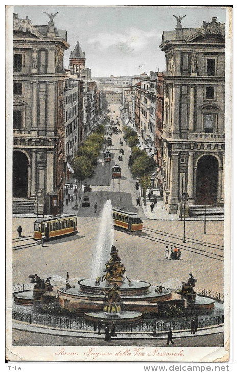 ROMA - Ingresso Della Via Nazionale - Tram - Tramway 1920 - Trasporti