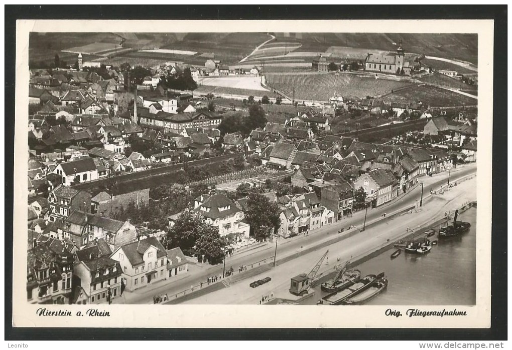 NIERSTEIN Am Rhein Rheinland-Pfalz Mainz Orig. Fliegeraufnahme Luftbild Stempel ! 1954 - Nierstein