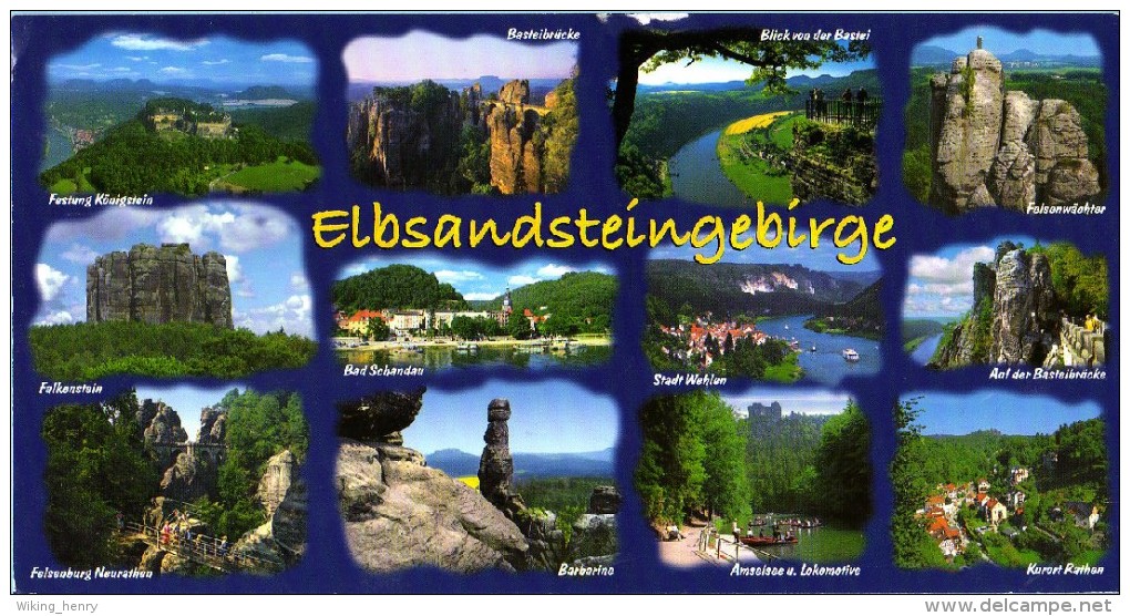 Elbsandsteingebirge - Mehrbildkarte 6  Langbildkarte - Bastei (sächs. Schweiz)