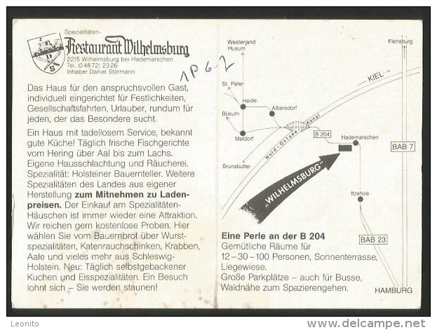 WILHELMSBURG Hamburg Hademarschen Restaurant WILHELMSBURG Werbekarte Ungefalzt - Wilhemsburg