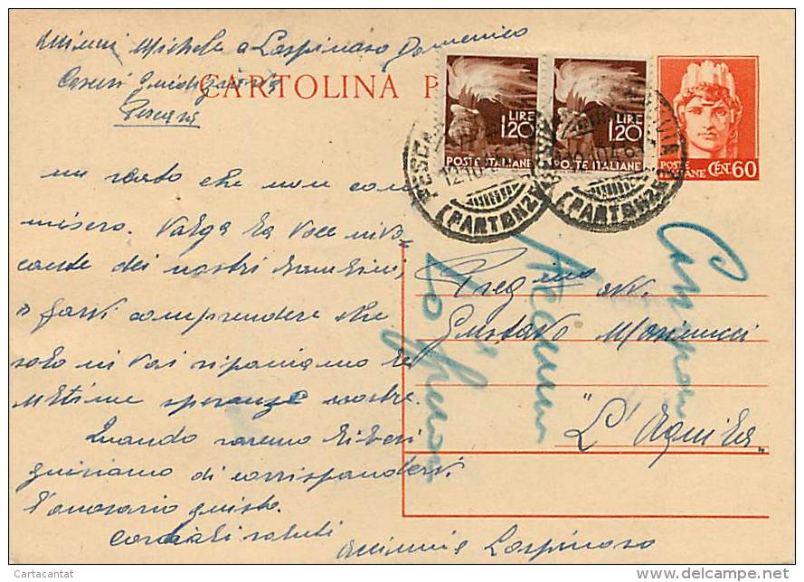 INTERI POSTALI - LUOGOTENENZA UMBERTO II - SINTONI C  121 - USATO - Interi Postali