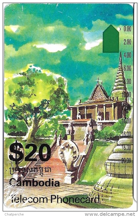 TELECARTE PHONECARD CAMBODGE CAMBODIA  20 $ TEMPLE RUINES - Kambodscha