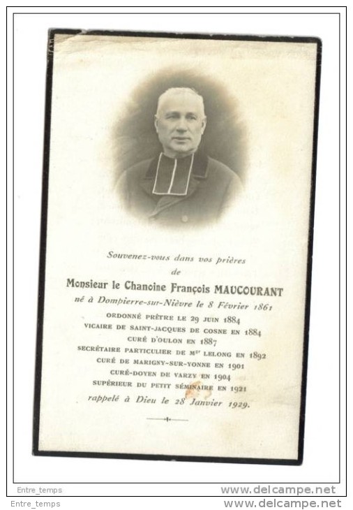 Image Pieuse Cosne Sur Loire  St Jacques Chanoine Maucourant 1921 - Imágenes Religiosas
