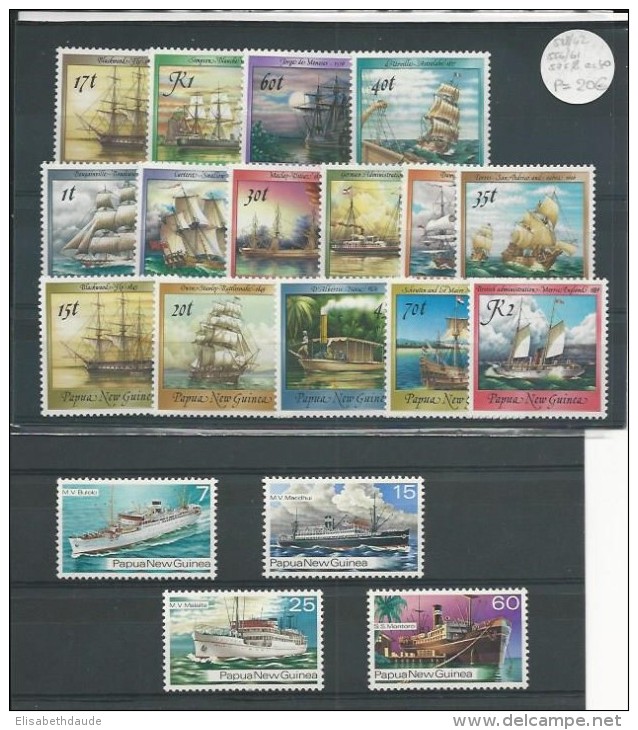 PAPUA - NEW GUINEA - YVERT 297/300 + 538/542 + 556/561 + 575/578 ** MNH - COTE = 48 EURO - BATEAUX - SHIP - Papúa Nueva Guinea