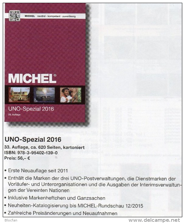 MICHEL Spezial Katalog UNO 2016 Neu 56€ ZD-Bögen FDC Markenhefte Stamp UN-Post Genf Wien New York ISBN 978-3-95402-139-0 - Other & Unclassified