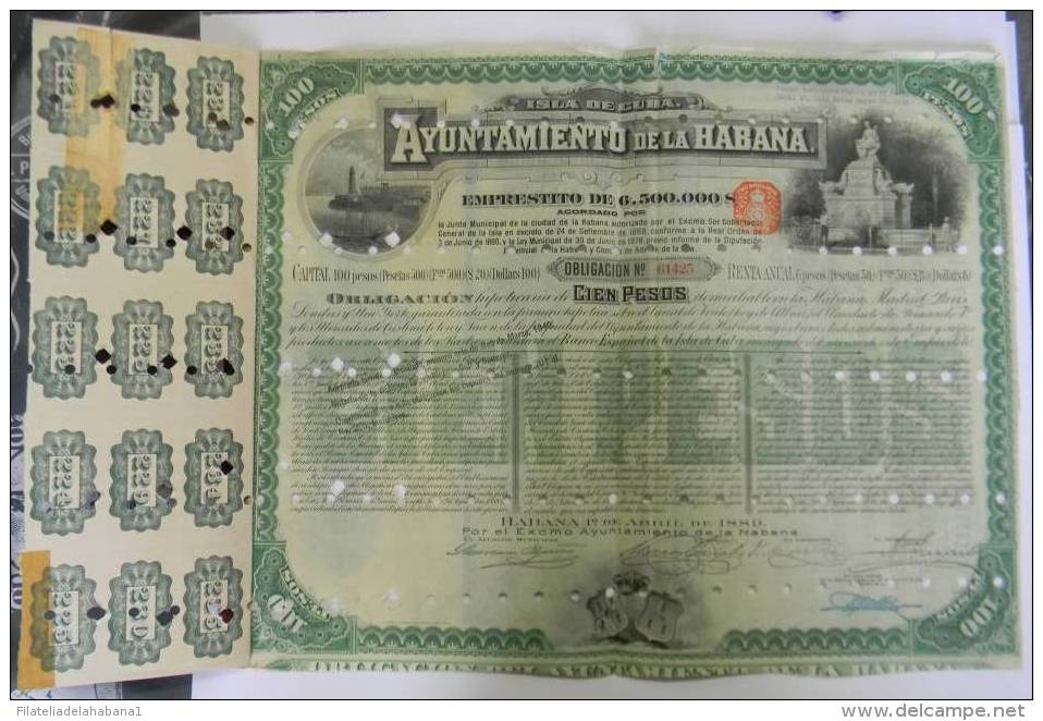 BON-209 CUBA BON 1889 100$. AYUNTAMIENTO DE LA HABANA. - Other & Unclassified