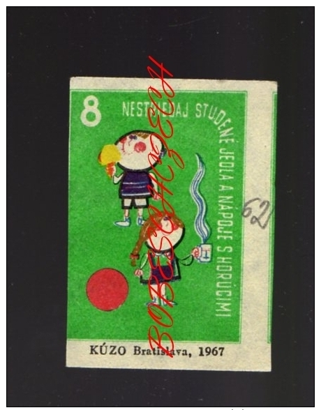 14-046 CZECHOSLOVAKIA 1967 Hygiene  Children - Dental Hygiene - Avoid Changing Hot And Cold - Matchbox Labels