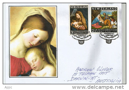 NEW-ZEALAND. La Sainte Famille & La Vierge & Enfant, Tableaux De Le Titien & Carlo Maratta. Emission NOËL - Christmas