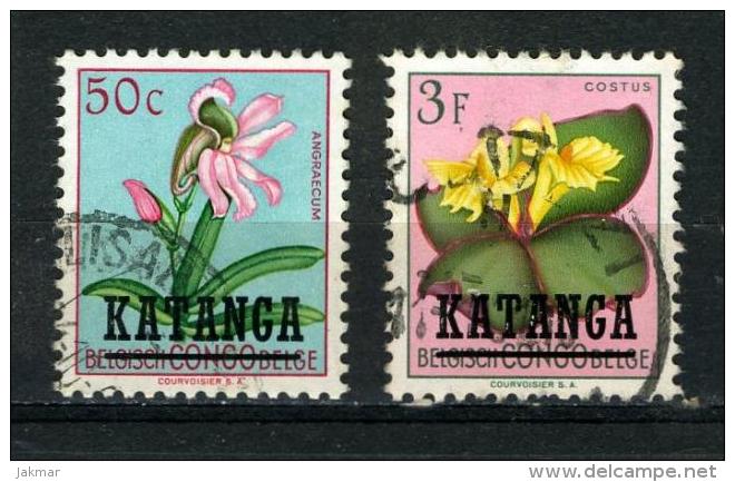 KATANGA   / FLEURS Surchargées    OBL. - Otros & Sin Clasificación