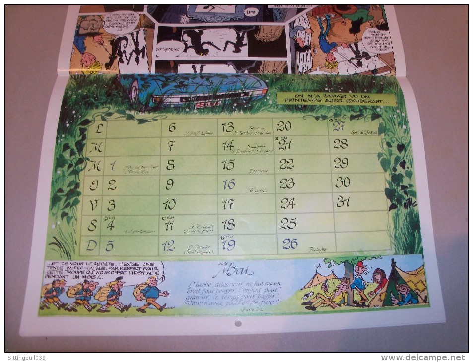 Franquin, de Moor, Will,etc.Calendrier 1985.Fédération Scouts Catholiques.Guérira qui rira le 1er,Almanach Gastrocomique