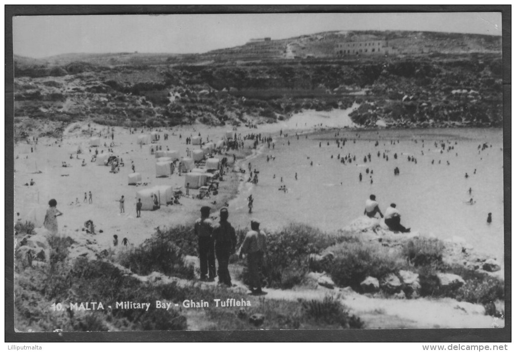 Old Malta Photo Postcard Circa 1930s Military Bay Ghain Tuffieha - Malta