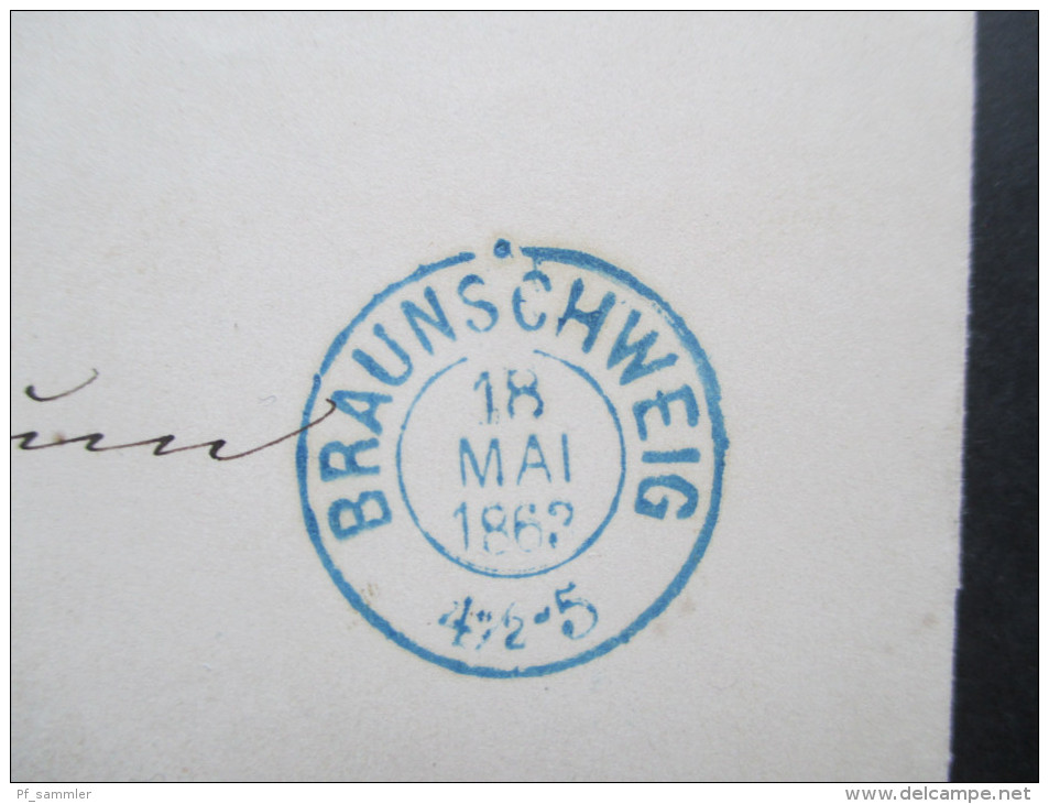 Altdeutschland Braunschweig 1862 Blauer K2 Stempel. Braunschweig Und Wolfenbüttel. Mit Siegelmarke Mit Wappen - Brunswick