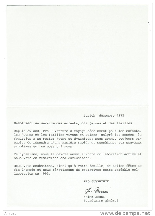 Suisse//Schweiz//Svizerra // Switzerland//Pro-Juventute // Carte De Remerciement 1993 - Lettres & Documents